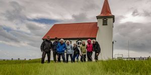 Gathering in front of icelandic church